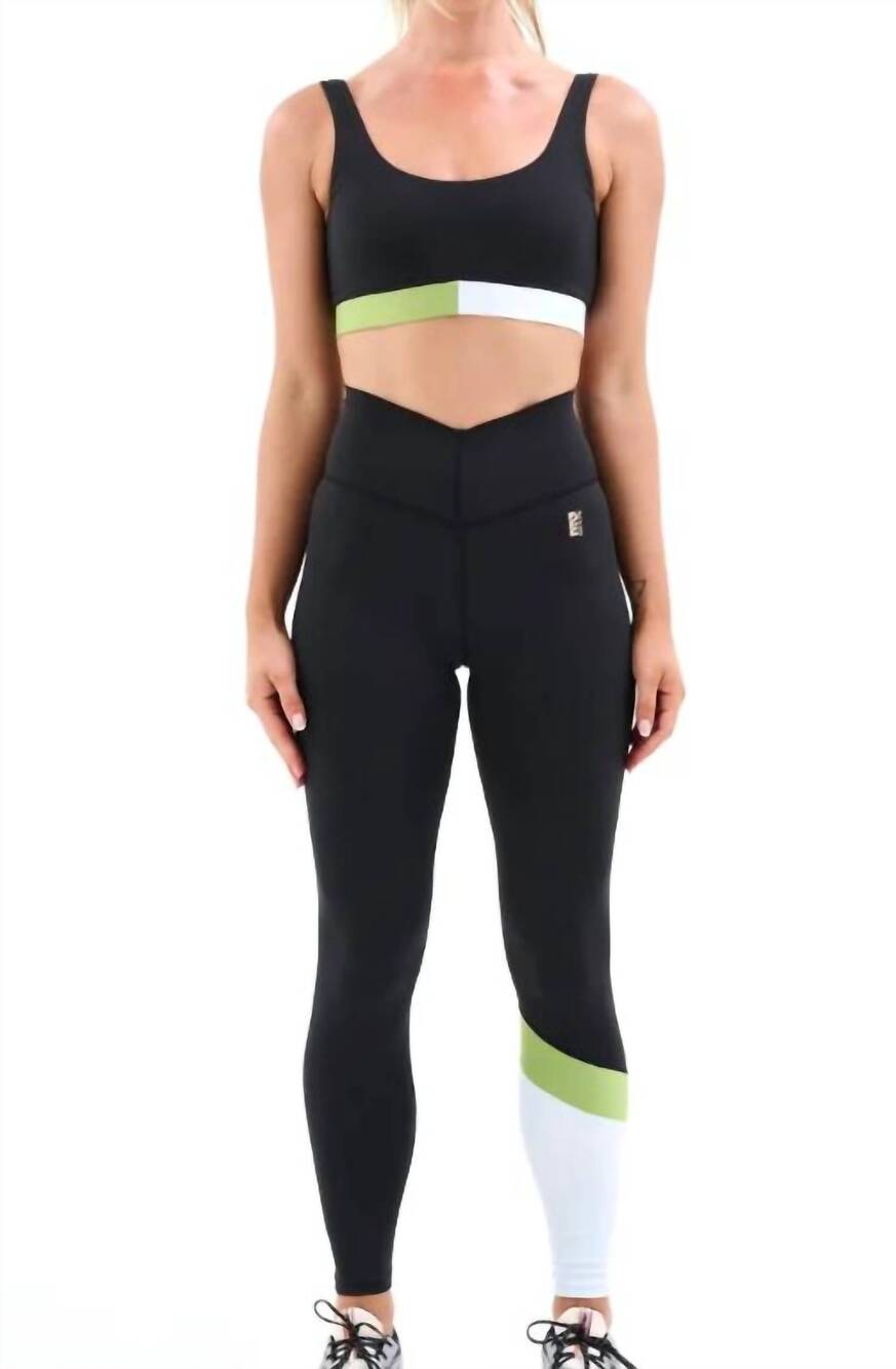 NEW P.E. NATION women's sprint lime legging in black